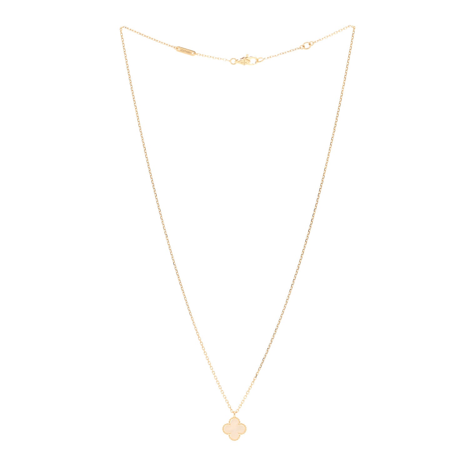 Van Cleef & Arpels 18K Yellow Gold Mother of Pearl Sweet Alhambra Pendant Necklace 3 of 5