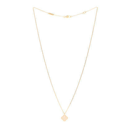 Van Cleef & Arpels 18K Yellow Gold Mother of Pearl Sweet Alhambra Pendant Necklace 3 of 5