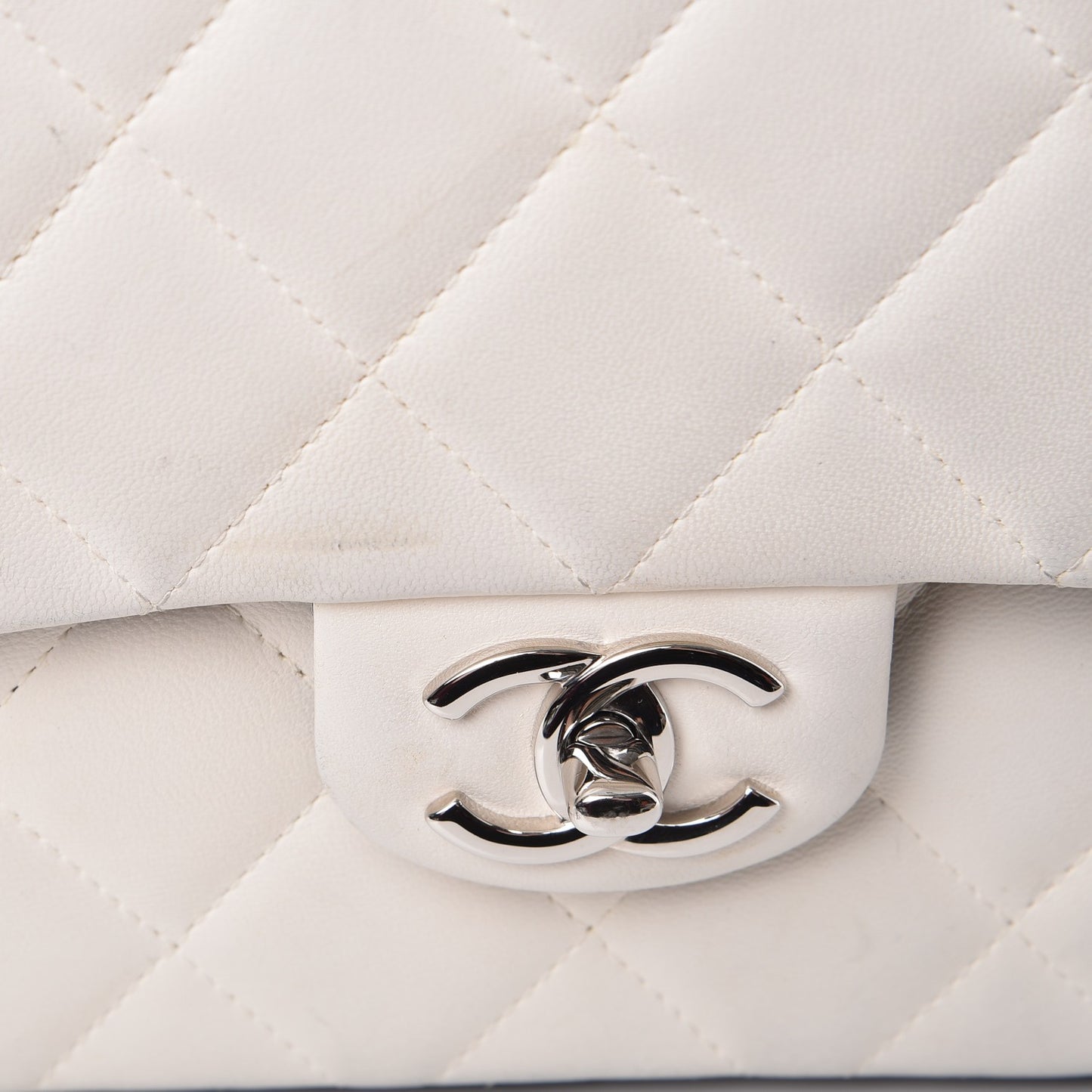Lambskin Quilted Colorblock Jumbo Double Flap Black White Beige