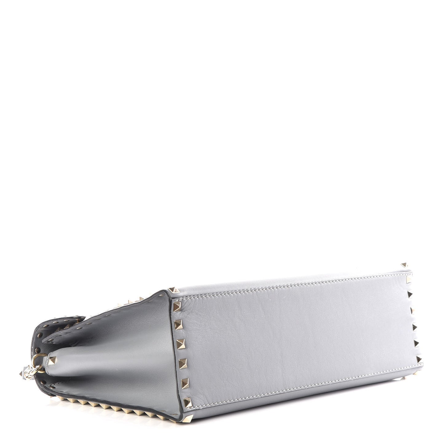 Vitello Rockstud Single Handle Flap Bag Light Stone