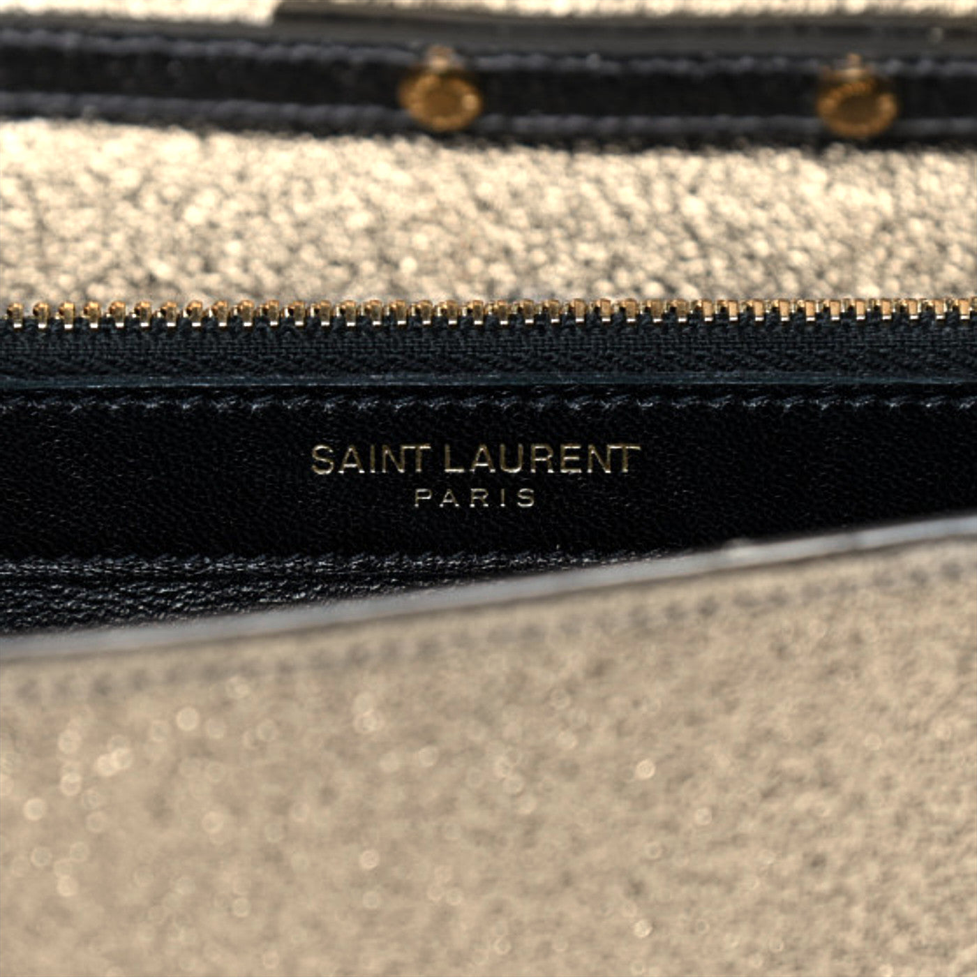 Saint Laurent Grained Metallic Calfskin Monogram Chain Wallet Bronze 5 of 8