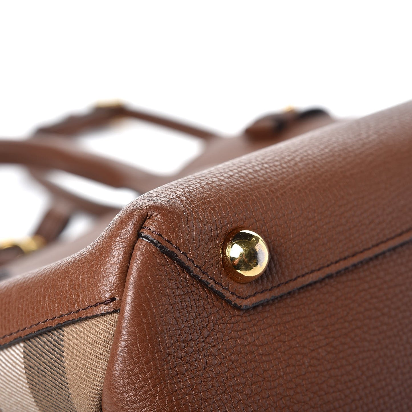 Grainy Calfskin House Check Medium Banner Tote Tan