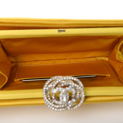 Chanel Satin Crystal Camellia Evening Frame Clutch Yellow 4 of 7