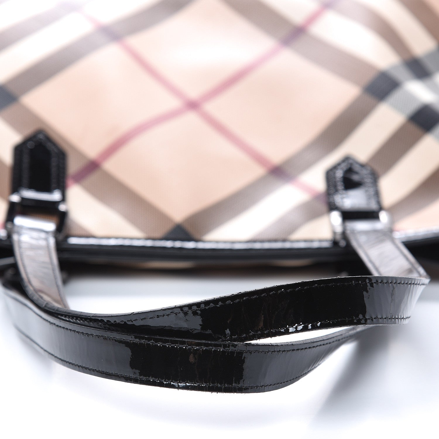 Burberry Patent Trim Nova Check Shopper Tote Black 11 of 18