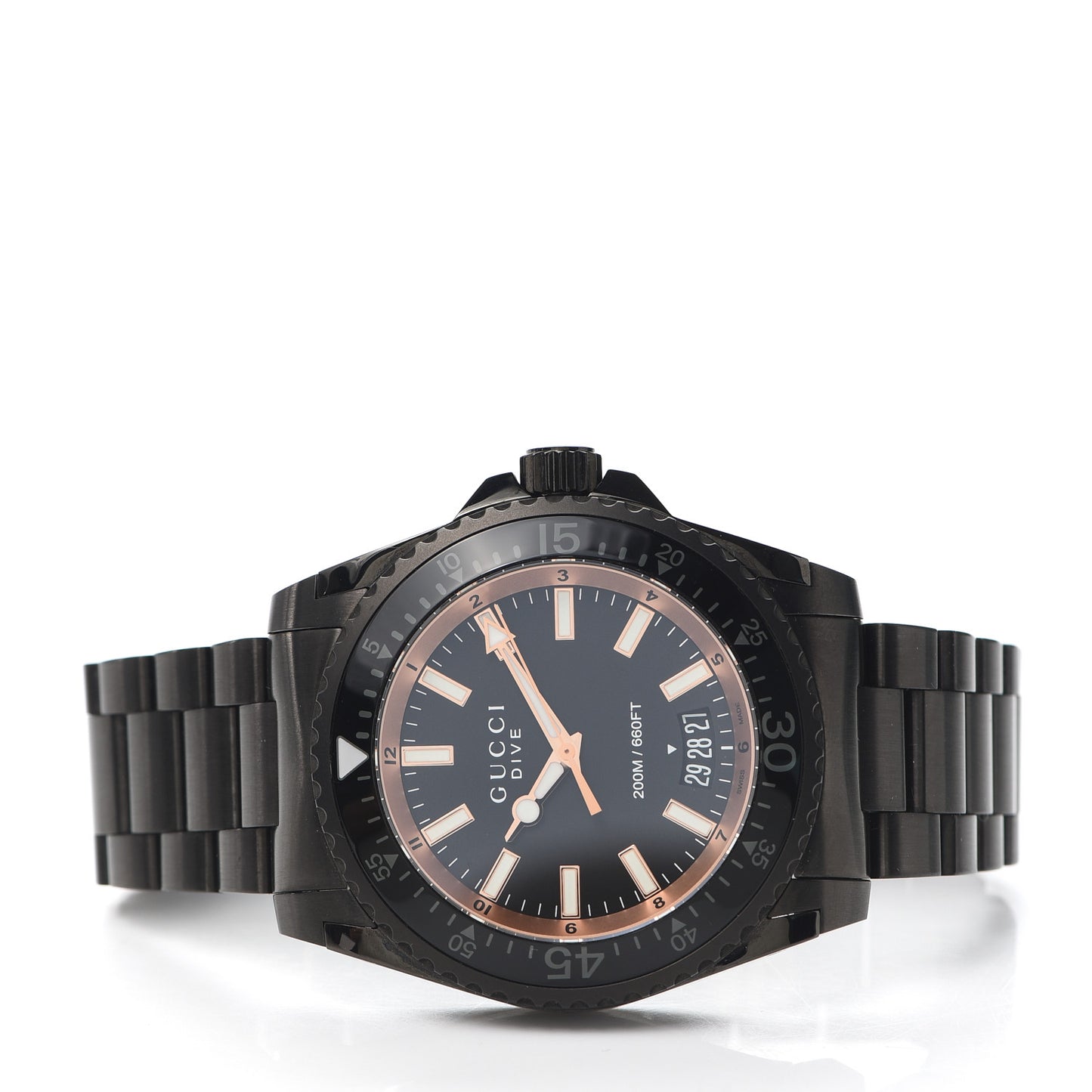PVD Stainless Steel 45mm Dive Quartz Watch Black