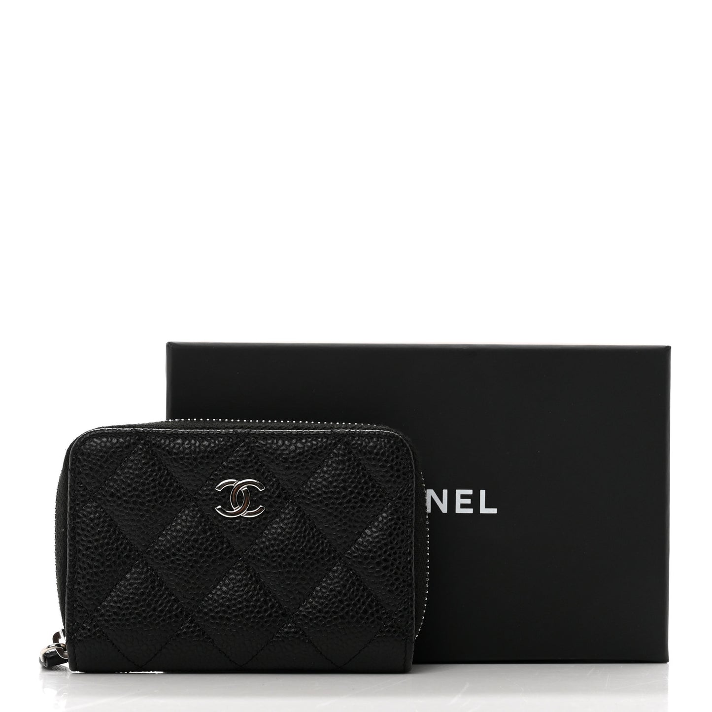 Caviar Quilted Classic Zipped Coin Purse Black