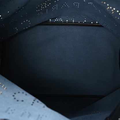 Chanel Calfskin Tweed Small Logo Eyelets Shopping Tote Black 6 of 12