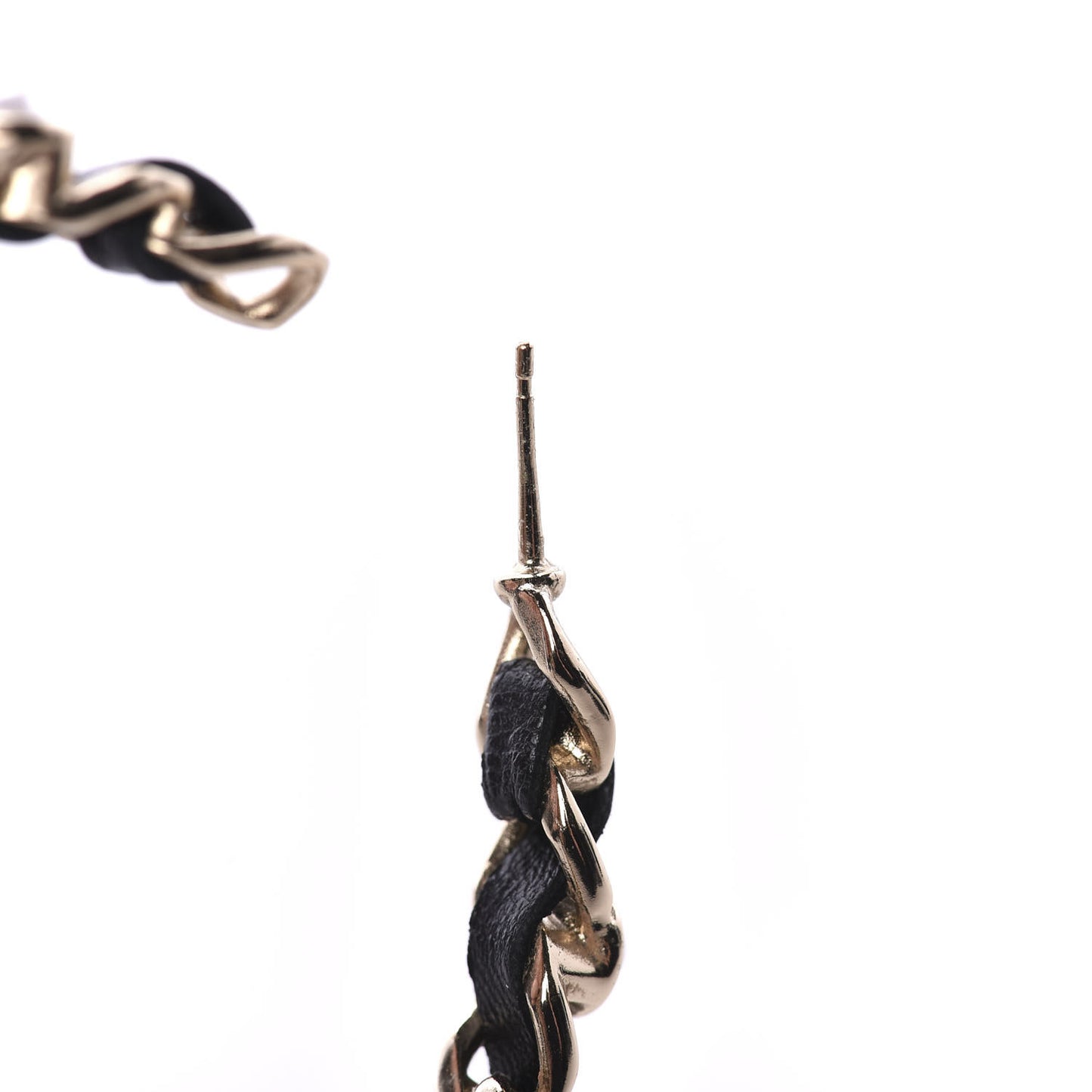 Lambskin Pearl More Is More CC Chain Hoop Earrings Gold Black