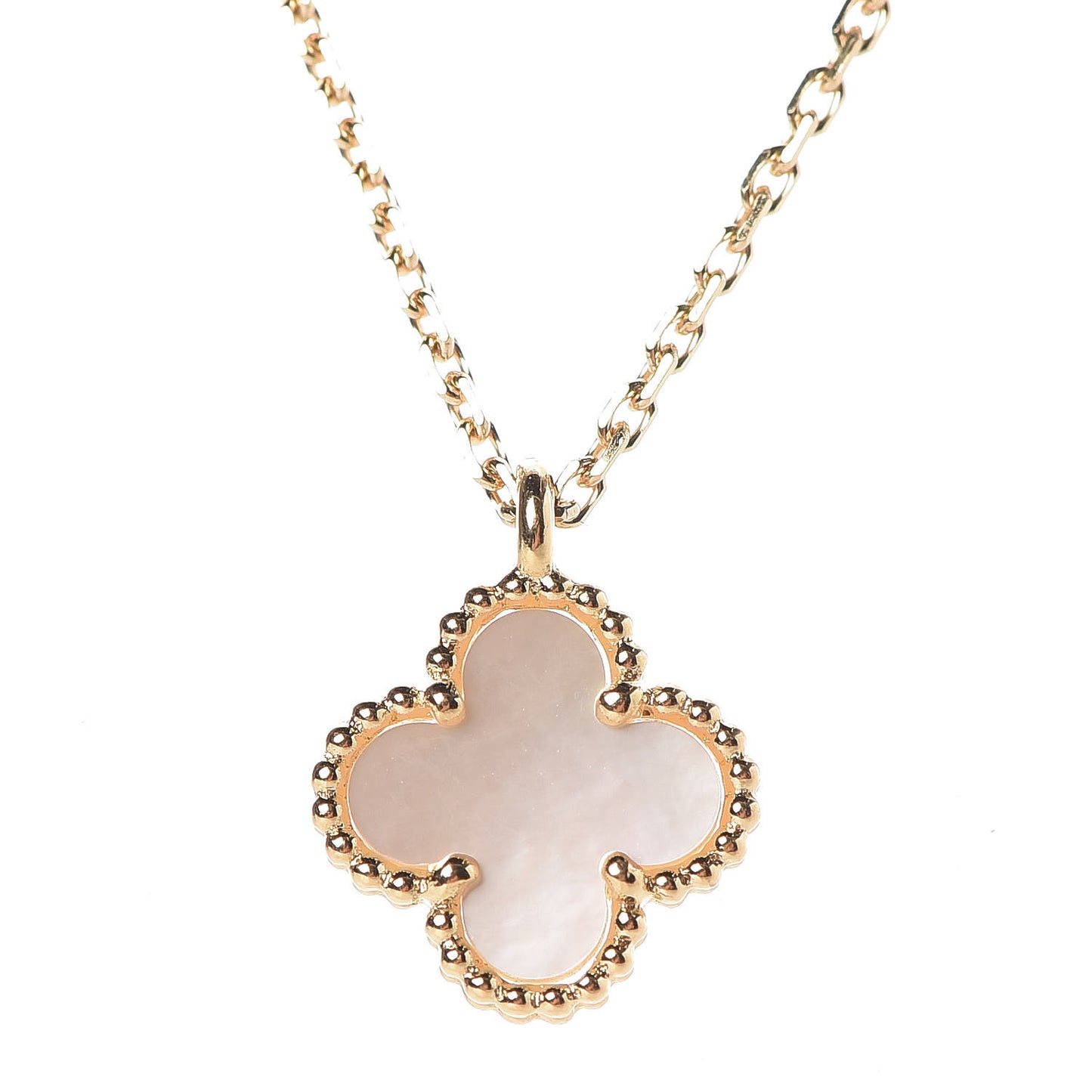 18K Yellow Gold Mother of Pearl Sweet Alhambra Pendant Necklace