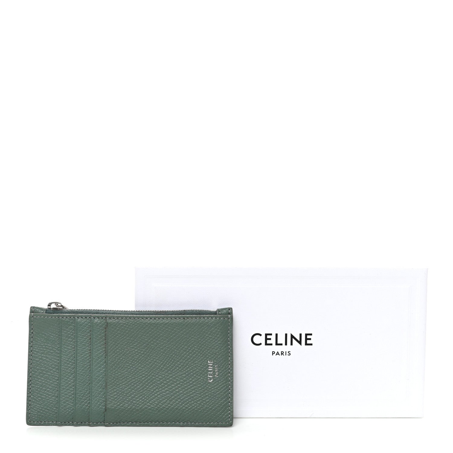 Celine Grained Calfskin Zipped Card Holder Celadon 7 of 7