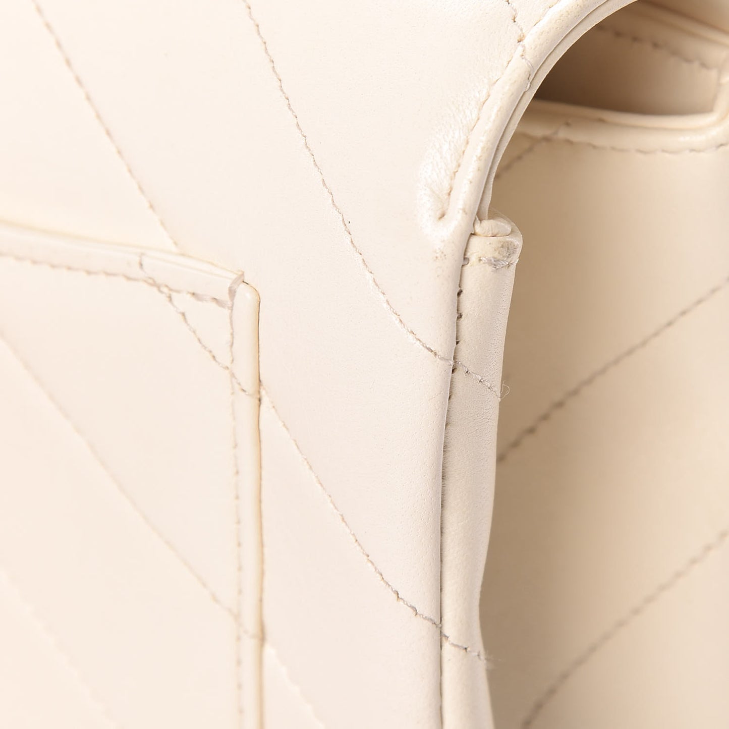 Lambskin Chevron Quilted Envelope Flap White