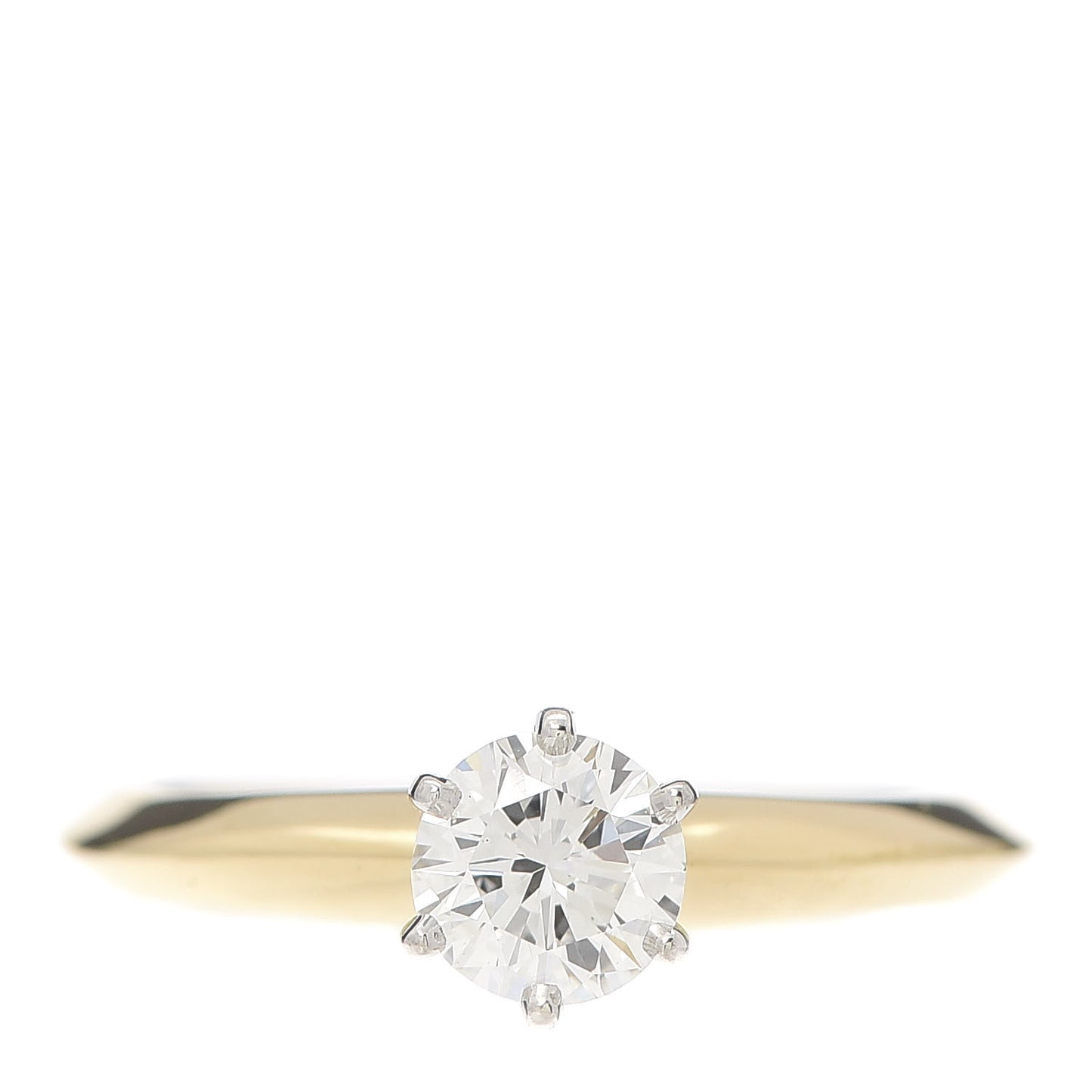 18K Yellow Gold Platinum Diamond .45ct Solitaire Engagement Ring 48 4.5