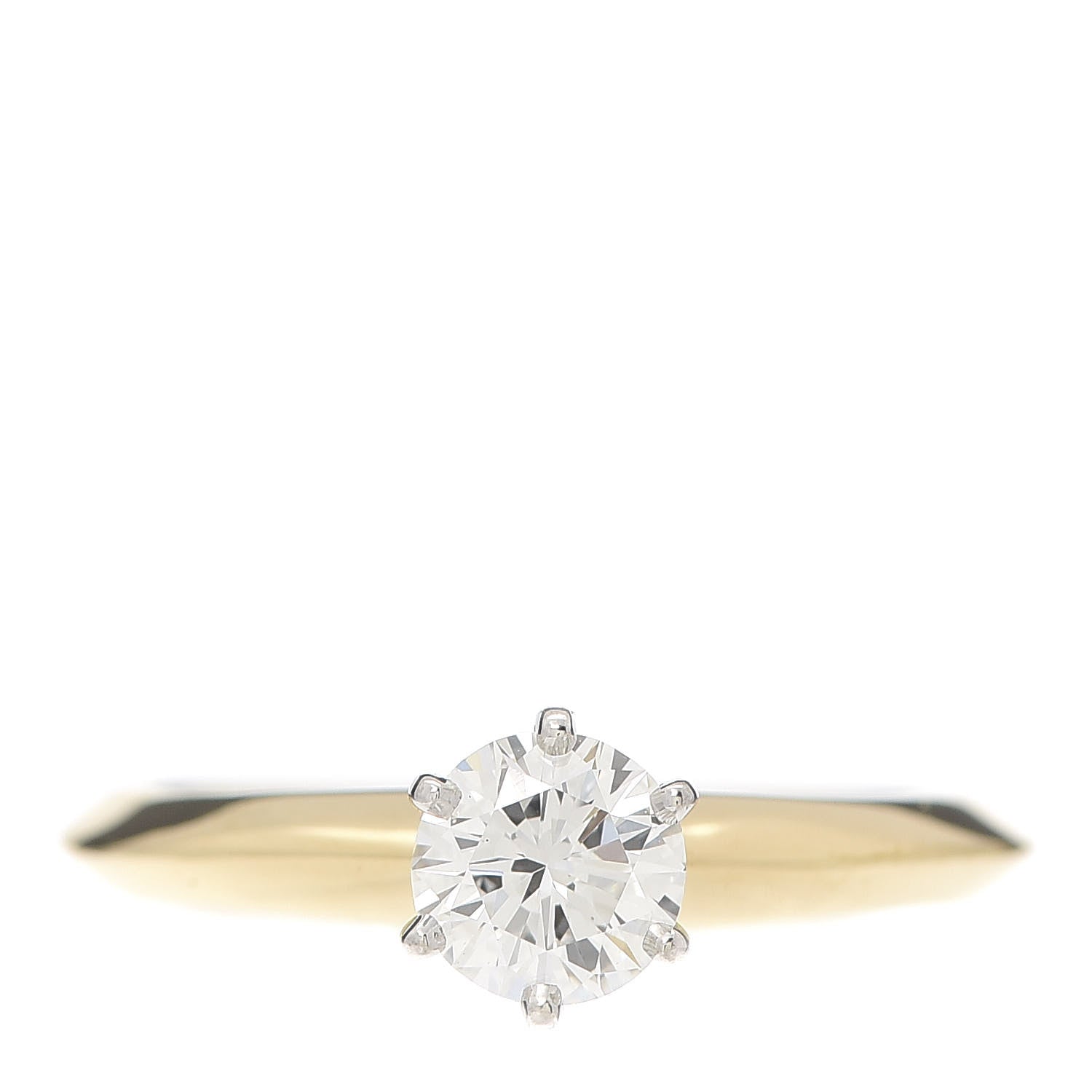 Tiffany 18K Yellow Gold Platinum Diamond .45ct Solitaire Engagement Ring 48 4.5 1 of 5