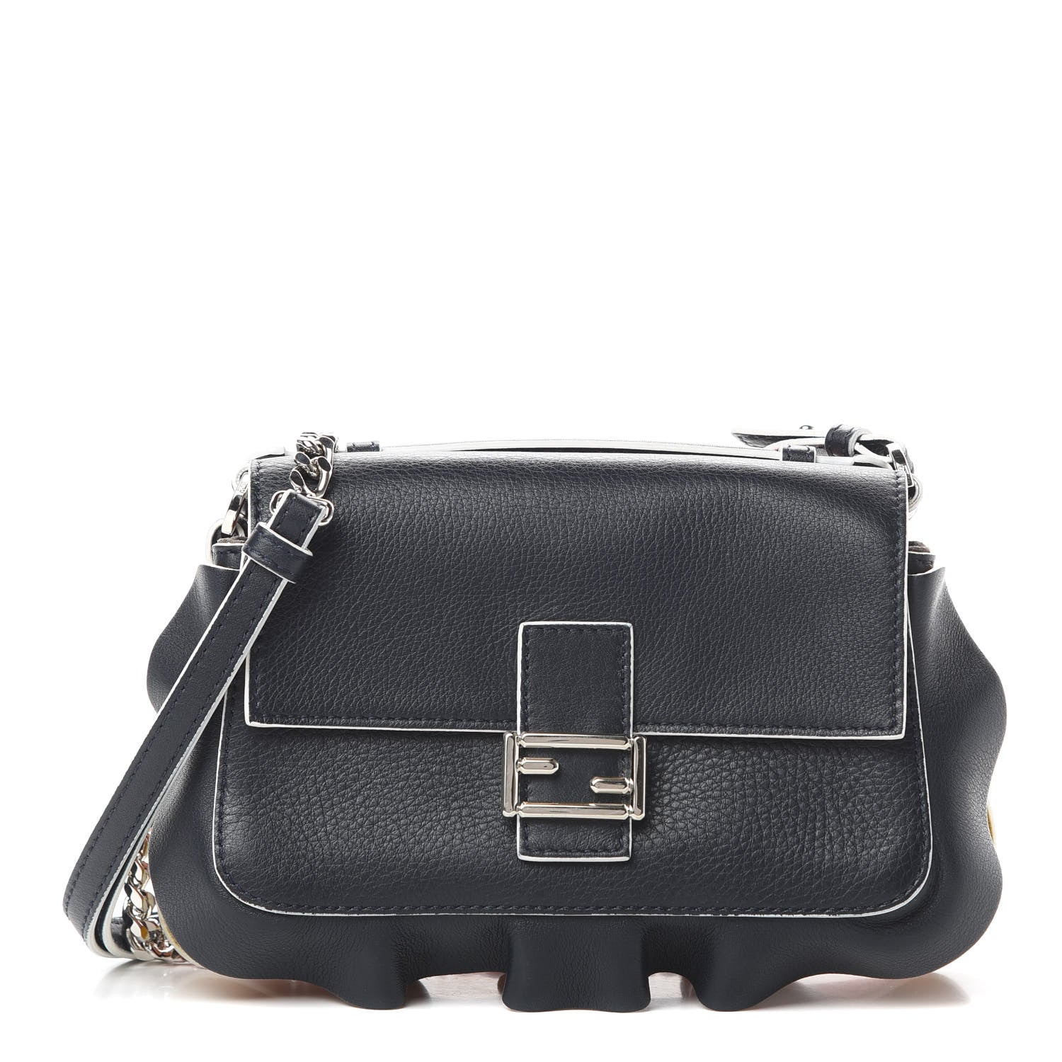 Fendi Vitello Dolce Waves Tri-Color Micro Double Baguette Blue Notte Chantilly 1 of 12