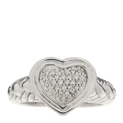 John Hardy Sterling Silver Diamond Kepang Pave Heart Ring 55 7.25 1 of 5