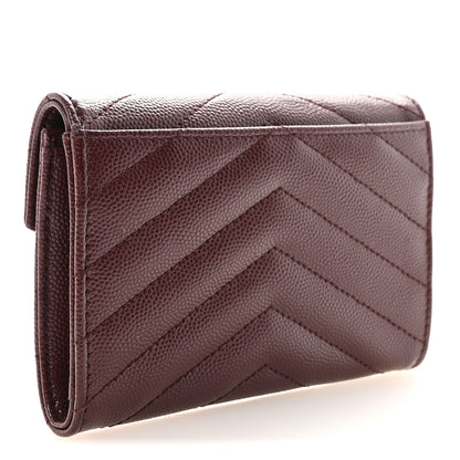 Saint Laurent Grain De Poudre Matelasse Chevron Small Monogram Envelope Wallet Rouge Legion 3 of 7