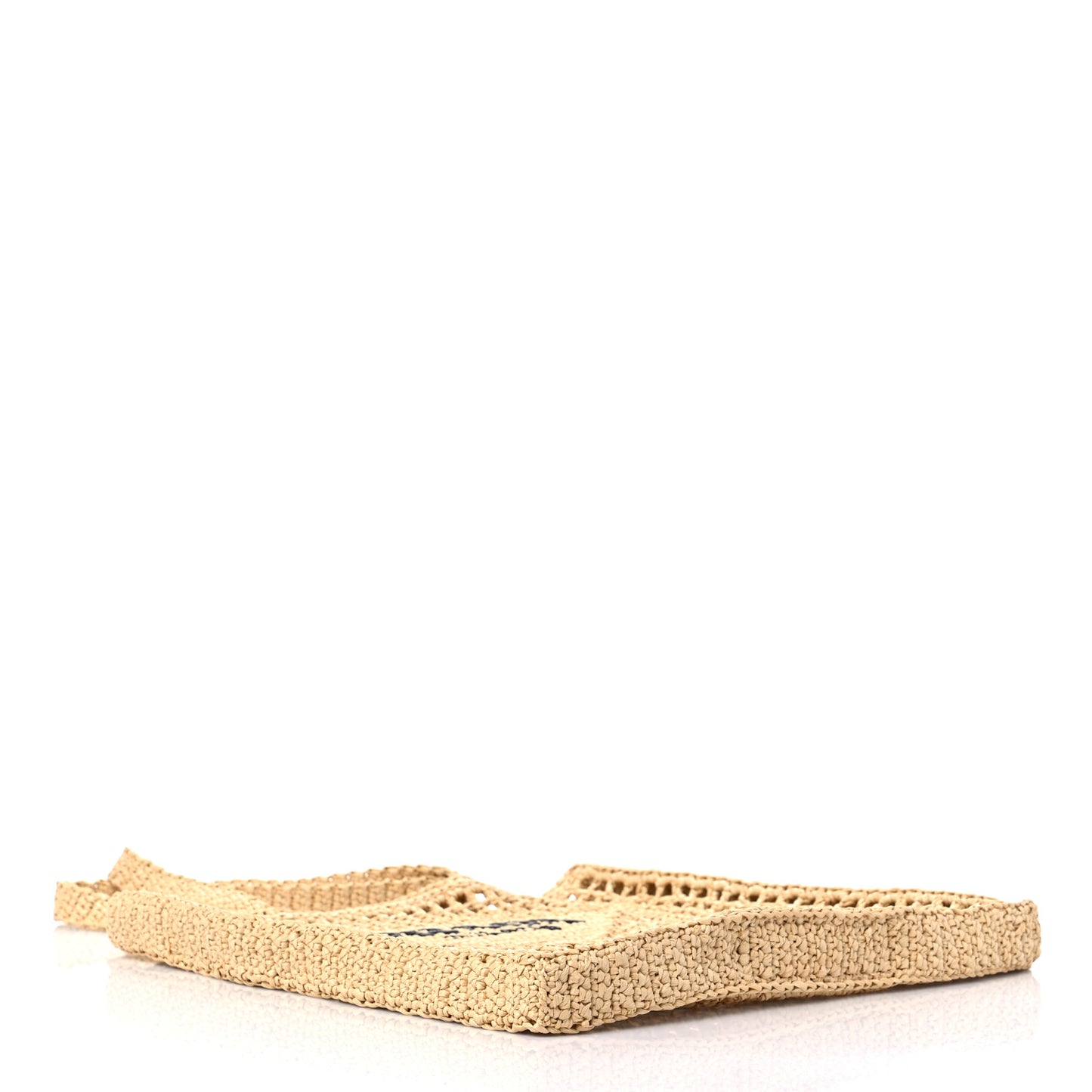 Yarn Raffia Effect Crochet Logo Embroidered Tote Bag Naturale