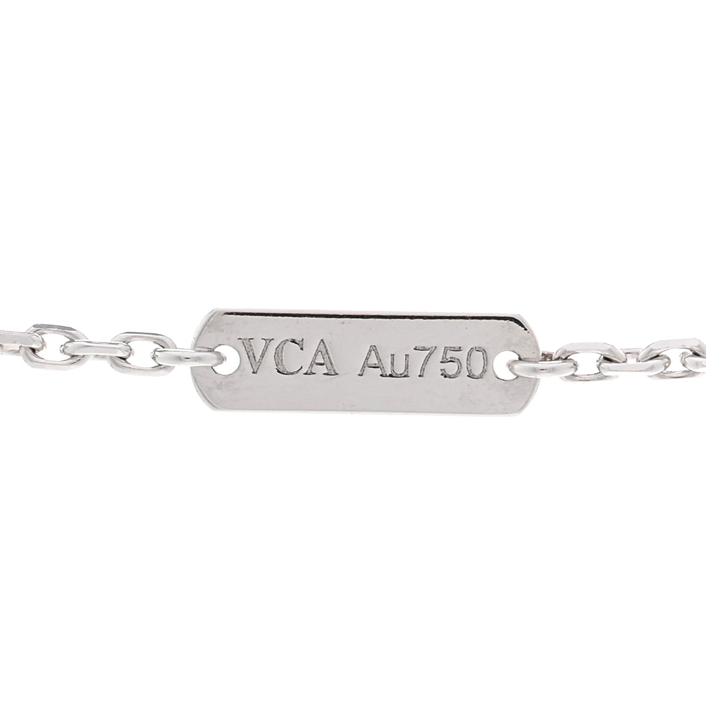 18K White Gold Mother Of Pearl Vintage Alhambra Pendant Necklace