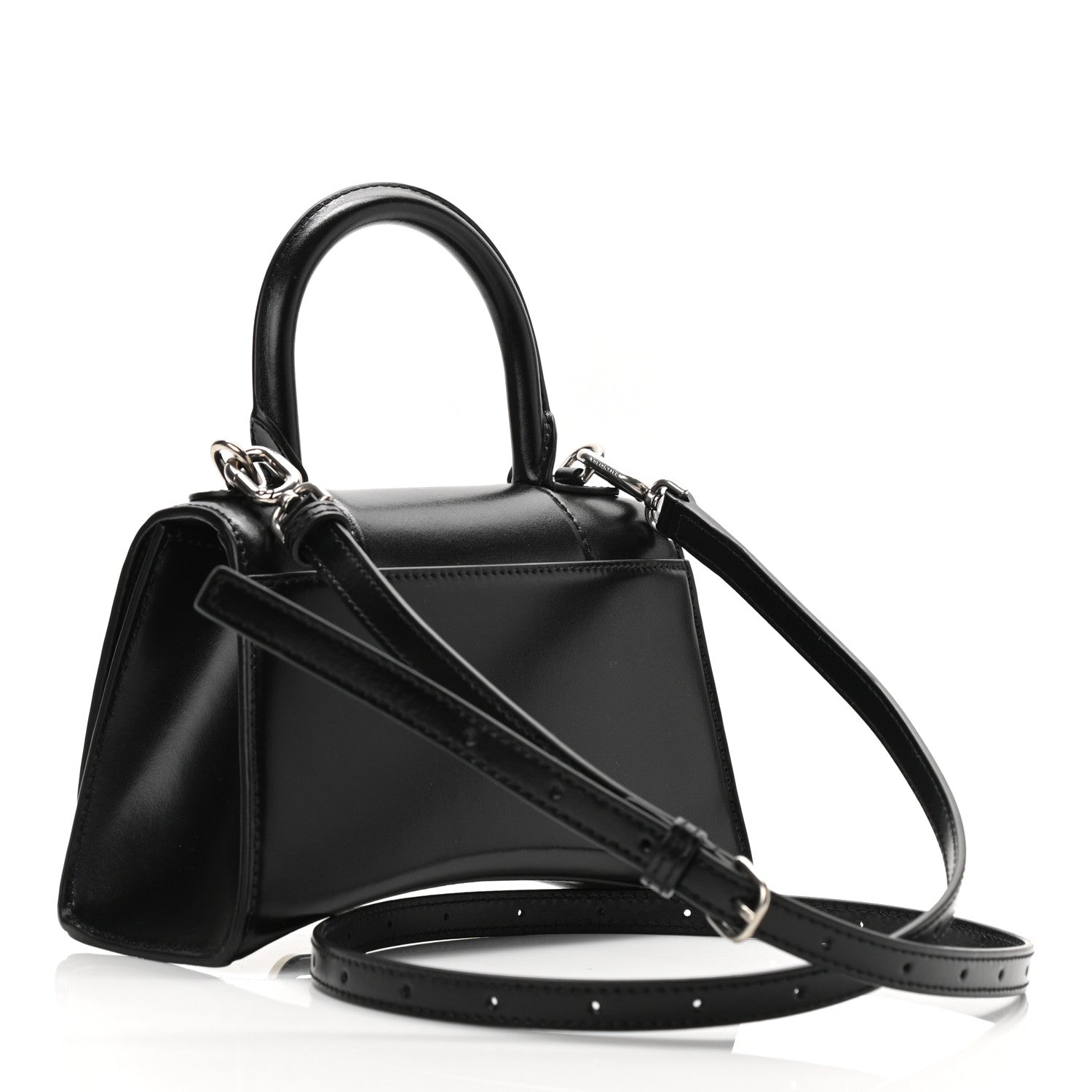 Balenciaga Box Calfskin Graffiti Logo Hourglass Top Handle Bag XS Black Silver 3 of 10