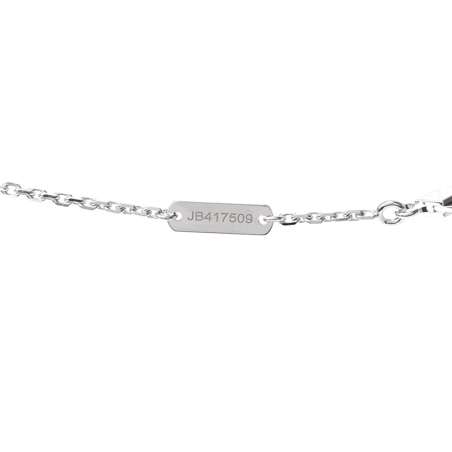 18K White Gold Mother of Pearl Vintage Alhambra Pendant Necklace