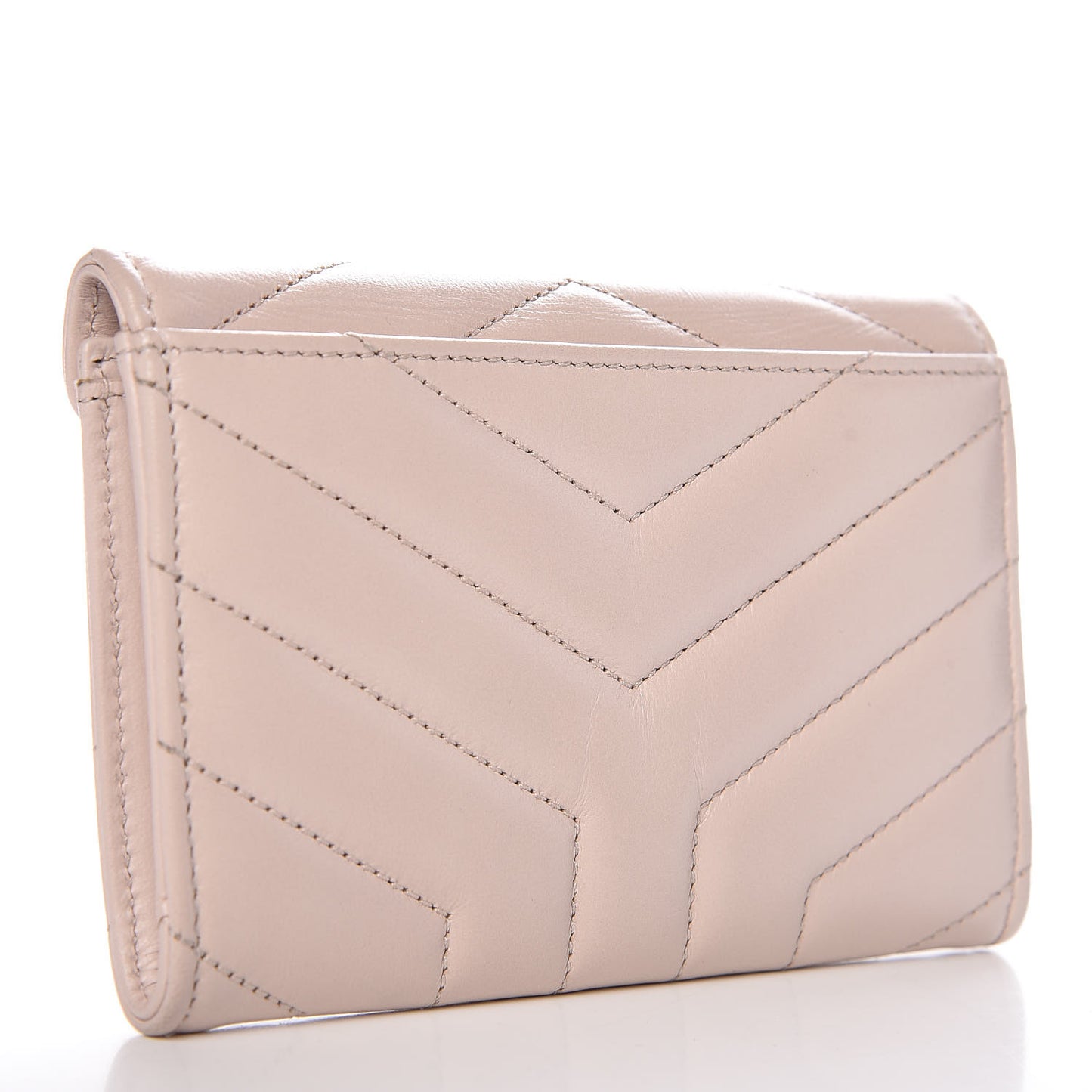 Nappa Matelasse Chevron Small Monogram Envelope Wallet Nude Powder