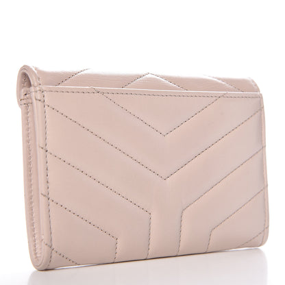 Saint Laurent Nappa Matelasse Chevron Small Monogram Envelope Wallet Nude Powder 3 of 7