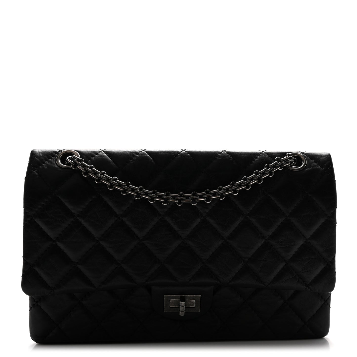 Aged Calfskin Quilted 2.55 Reissue 226 Flap Black