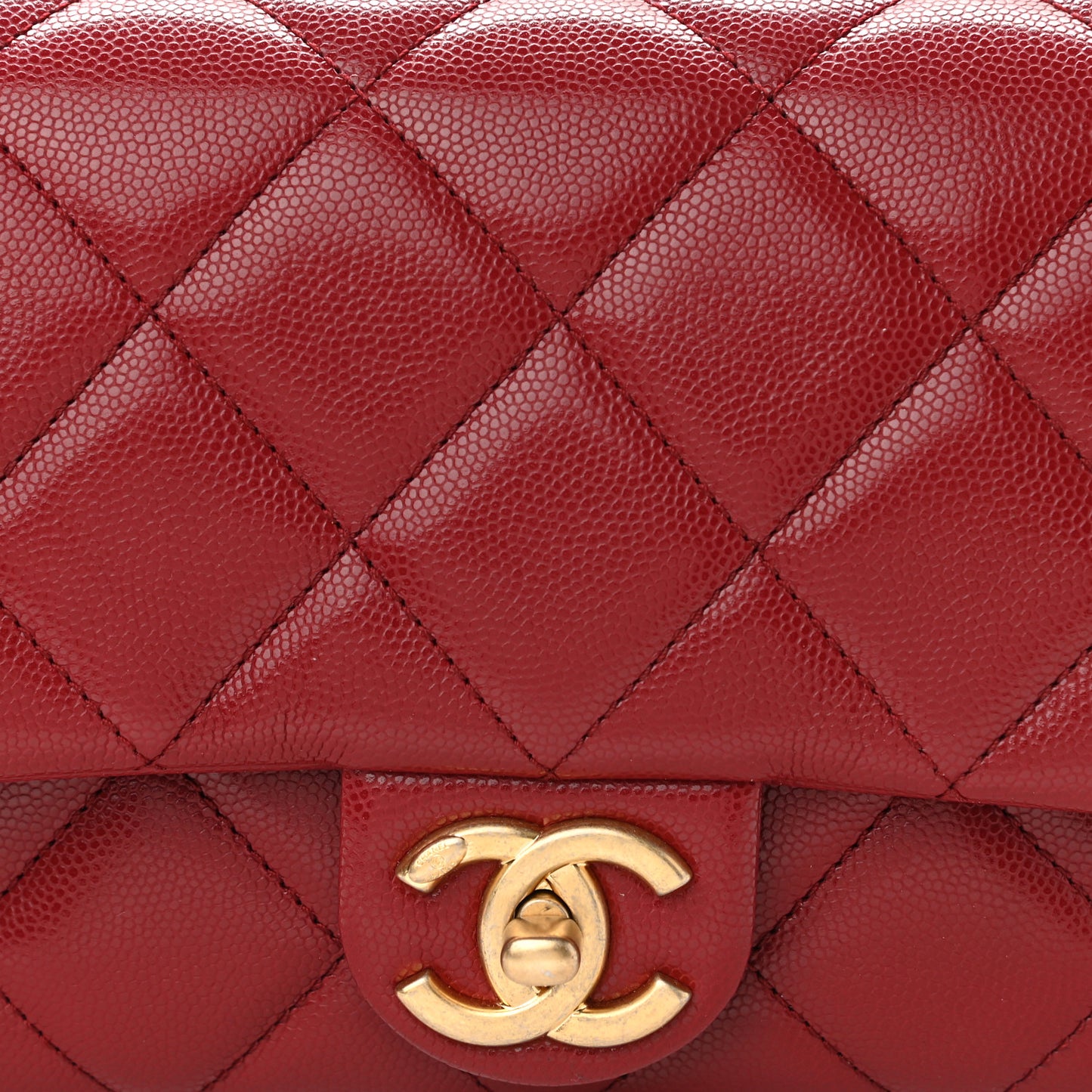 Caviar Quilted Small Twist Your Buttons Flap Burgundy