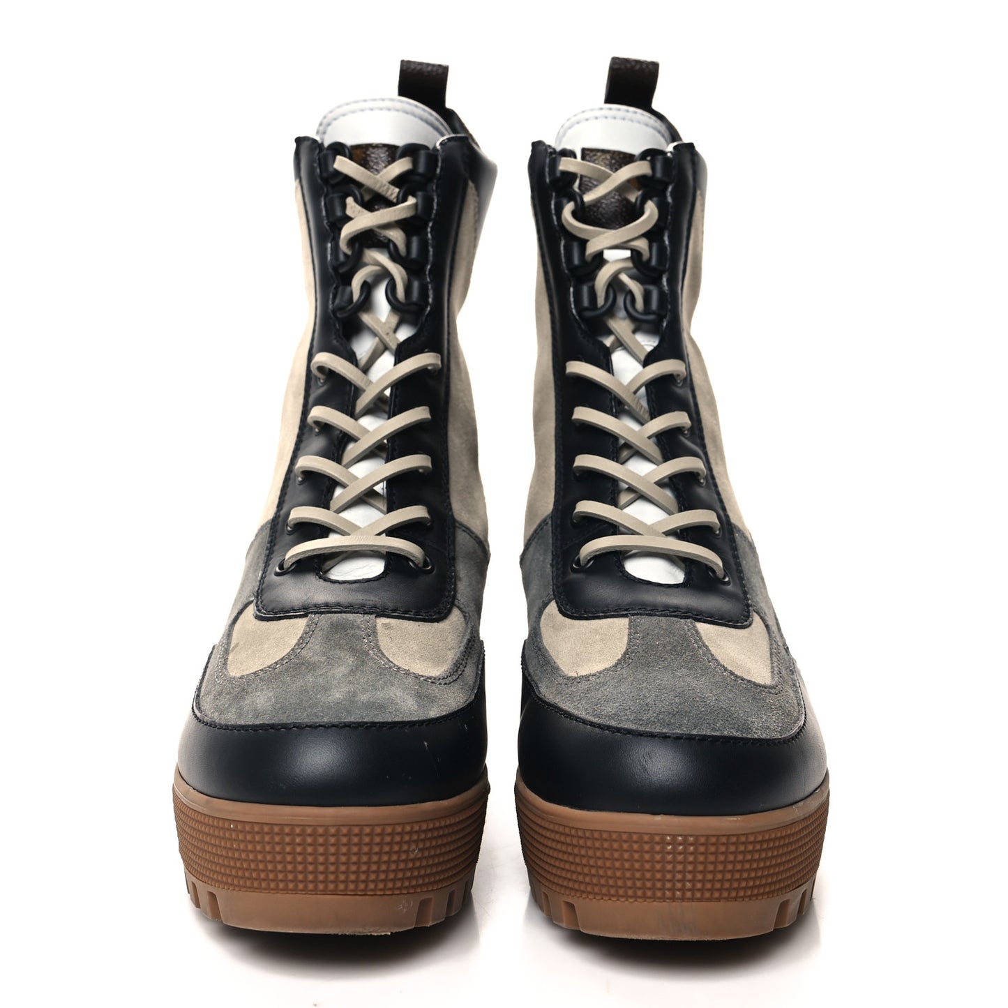 Suede Calfskin Monogram Laureate Platform Desert Boots 40 Grey