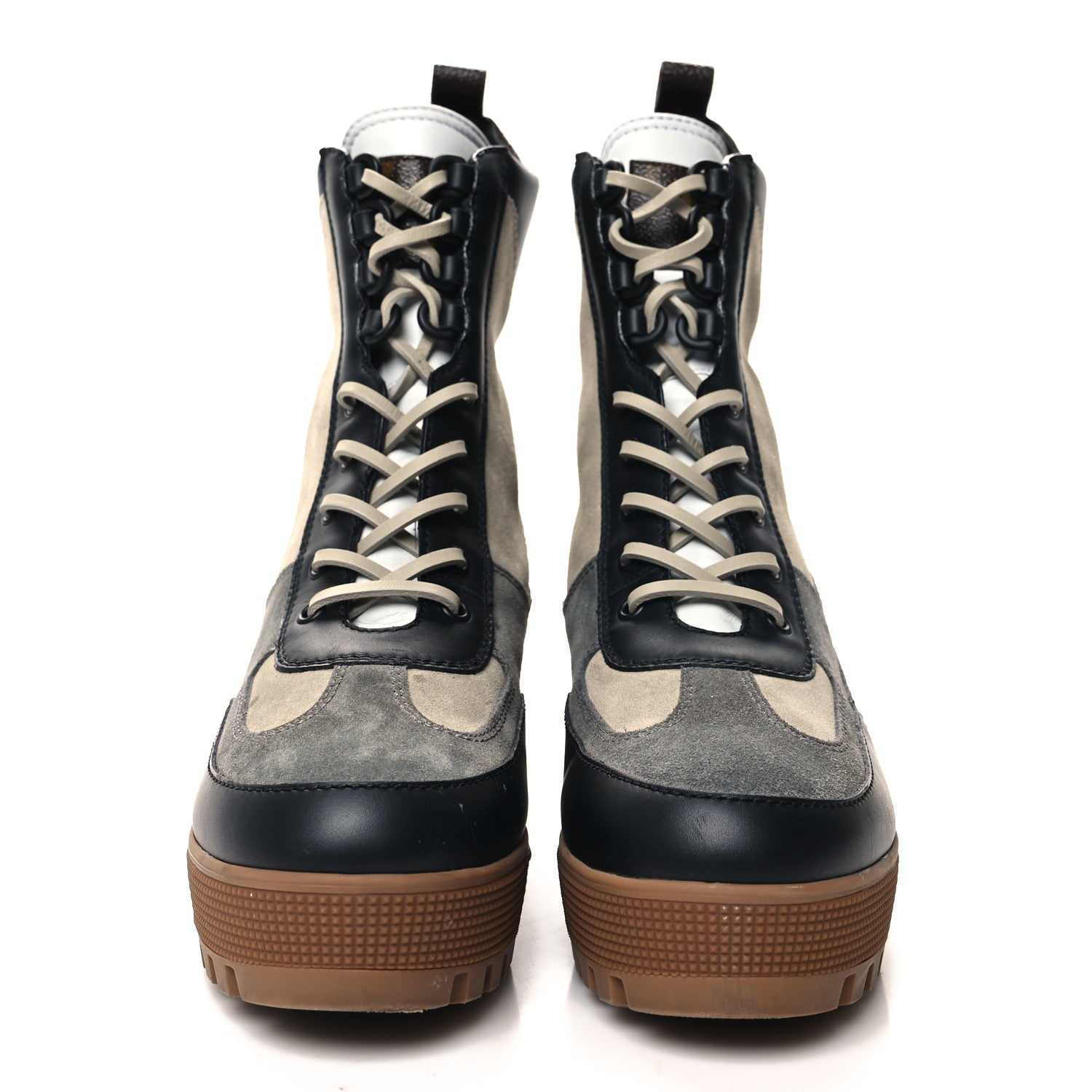 Louis Vuitton Suede Calfskin Monogram Laureate Platform Desert Boots 40 Grey 2 of 9