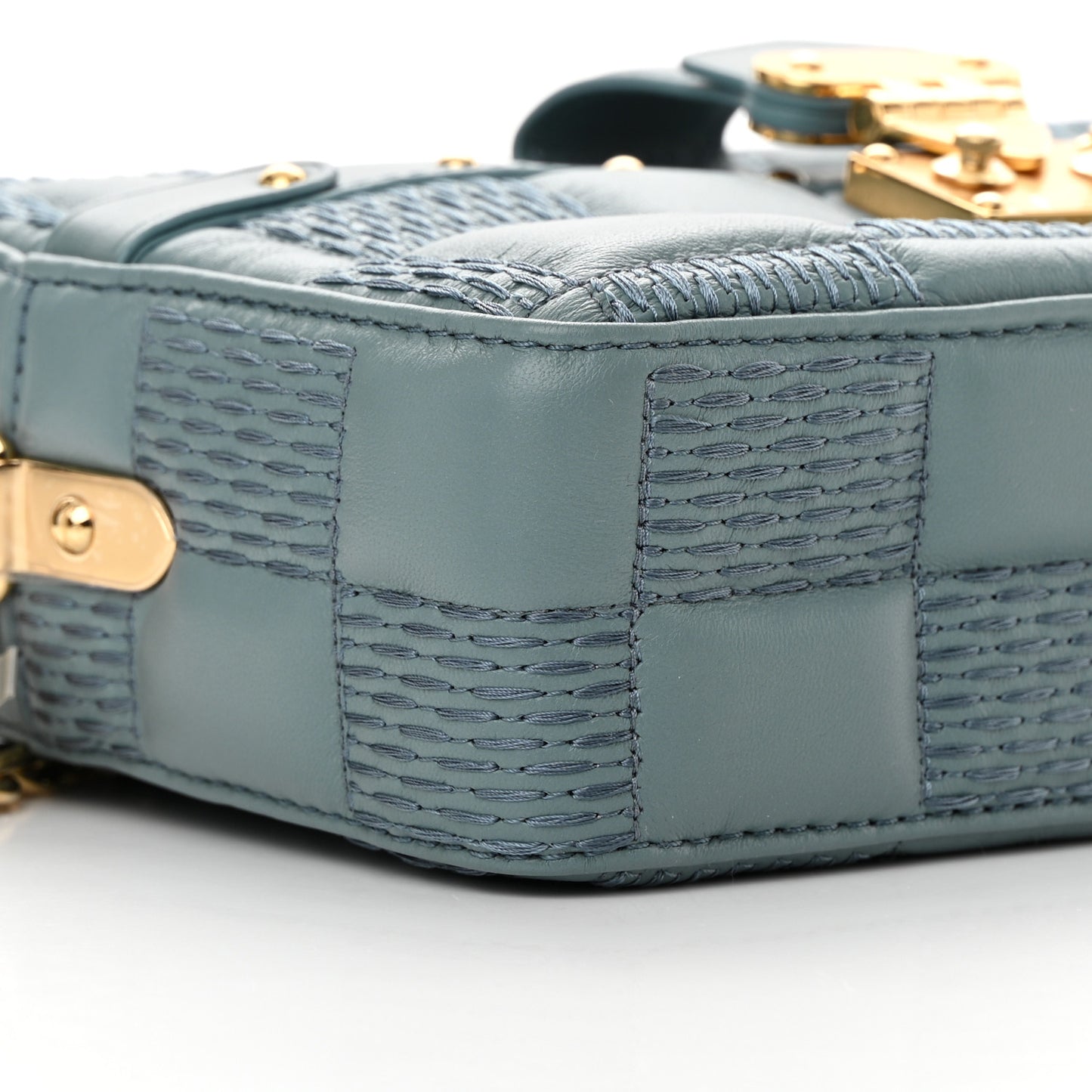 Lambskin Damier Quilt Troca PM Glacier