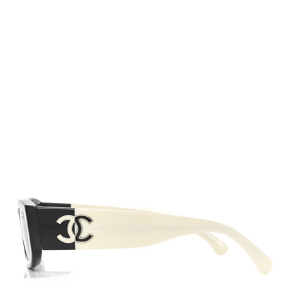 Chanel Acetate Rectangle Sunglasses 5525 Black White 3 of 7
