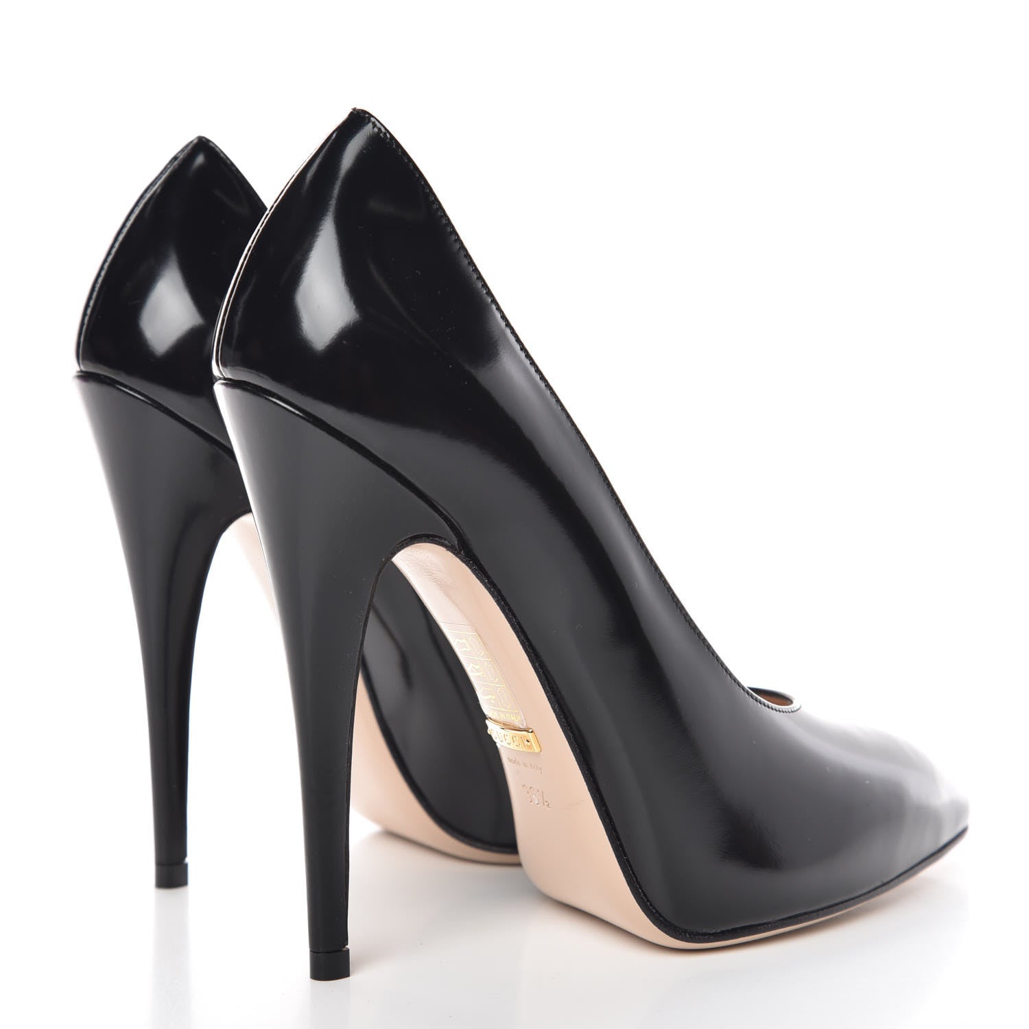 Gucci Polished Calfskin Removable Pearly Bow Elaisa Platform High Heel Pumps 36.5 Black 8 of 13