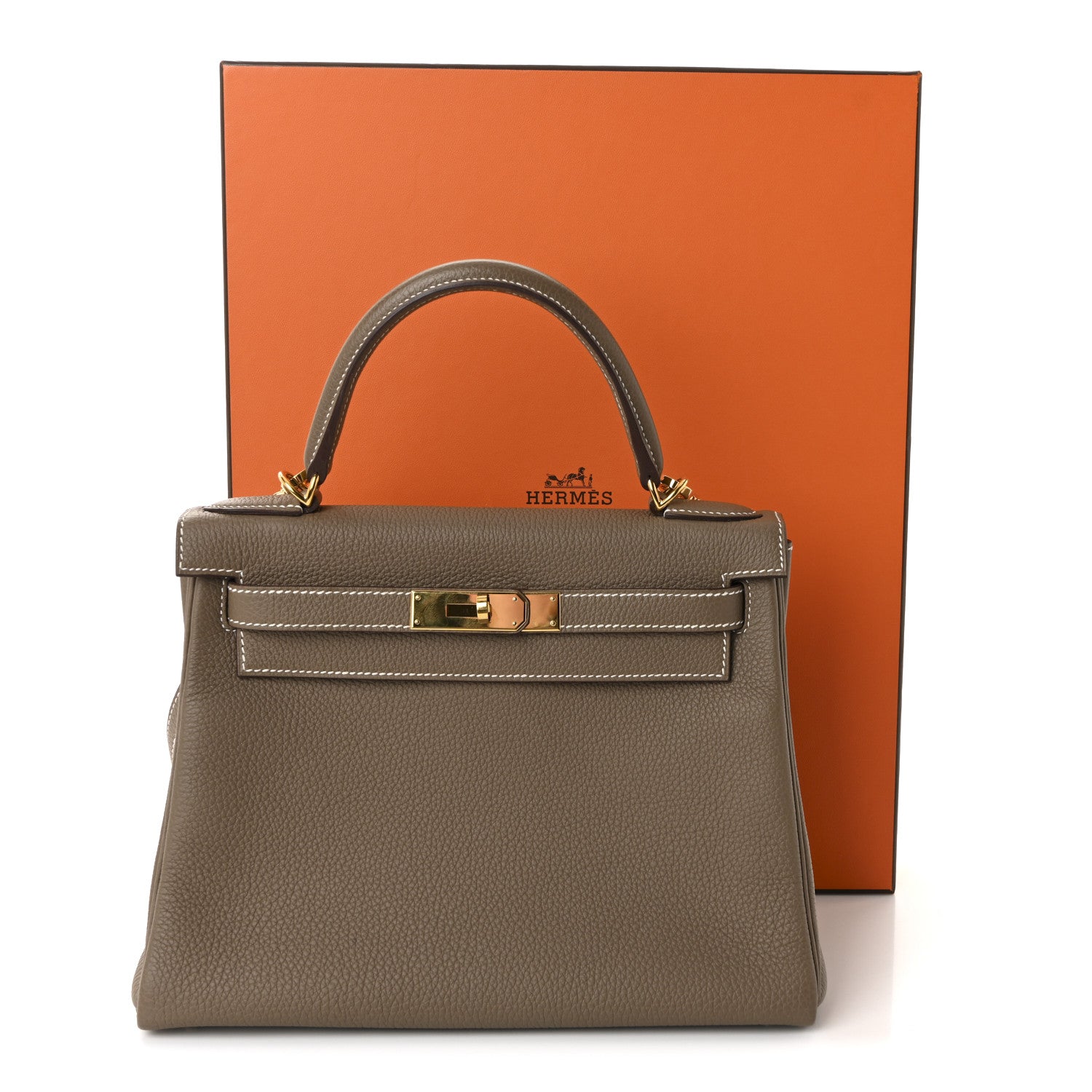 Hermes Togo Kelly Retourne 28 Etoupe 10 of 10