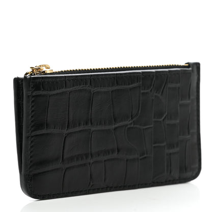 Alexander McQueen Calfskin Crocodile Embossed Card Holder Wallet Black 3 of 8