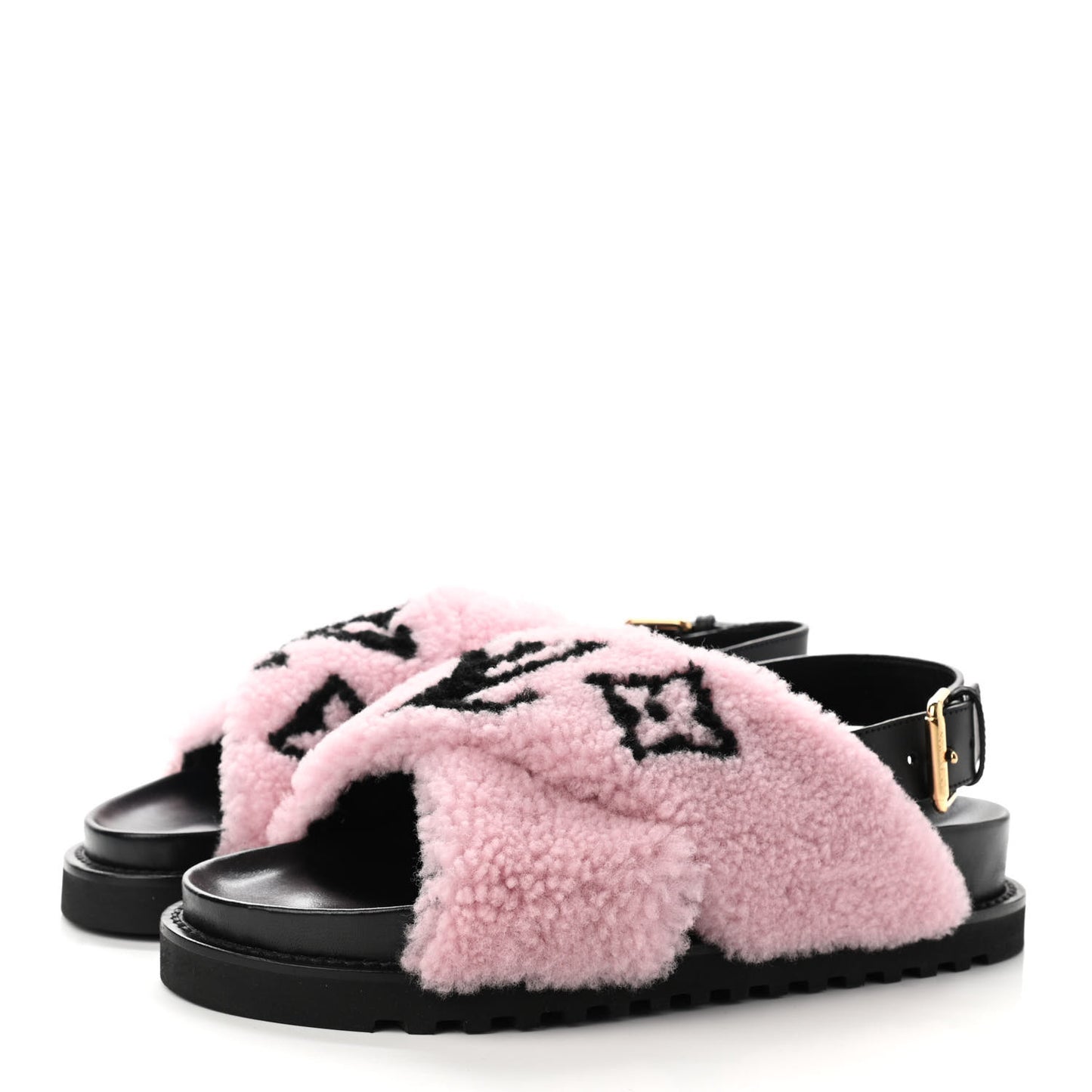 Shearling Paseo Sandals 38.5 Pink