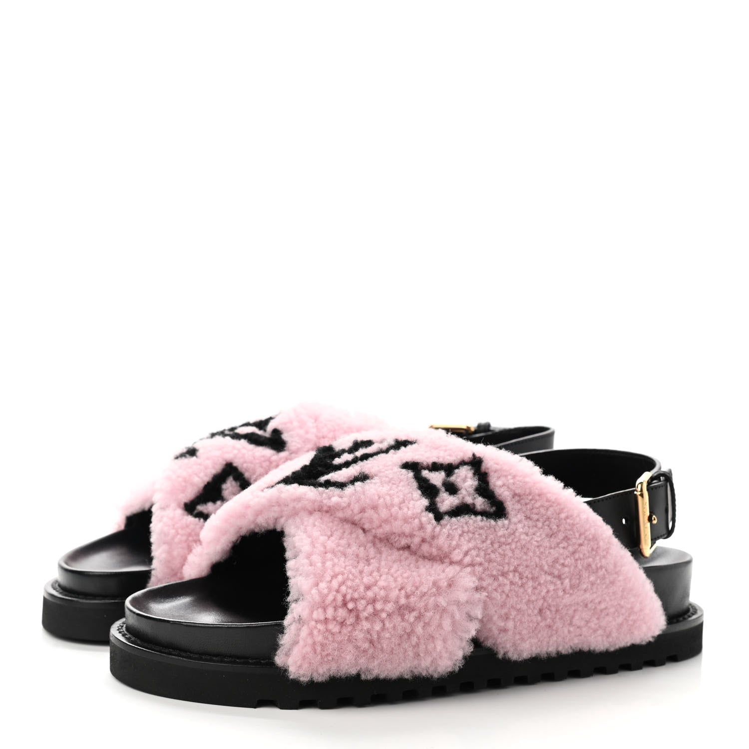 Louis Vuitton Shearling Paseo Sandals 38.5 Pink 3 of 7