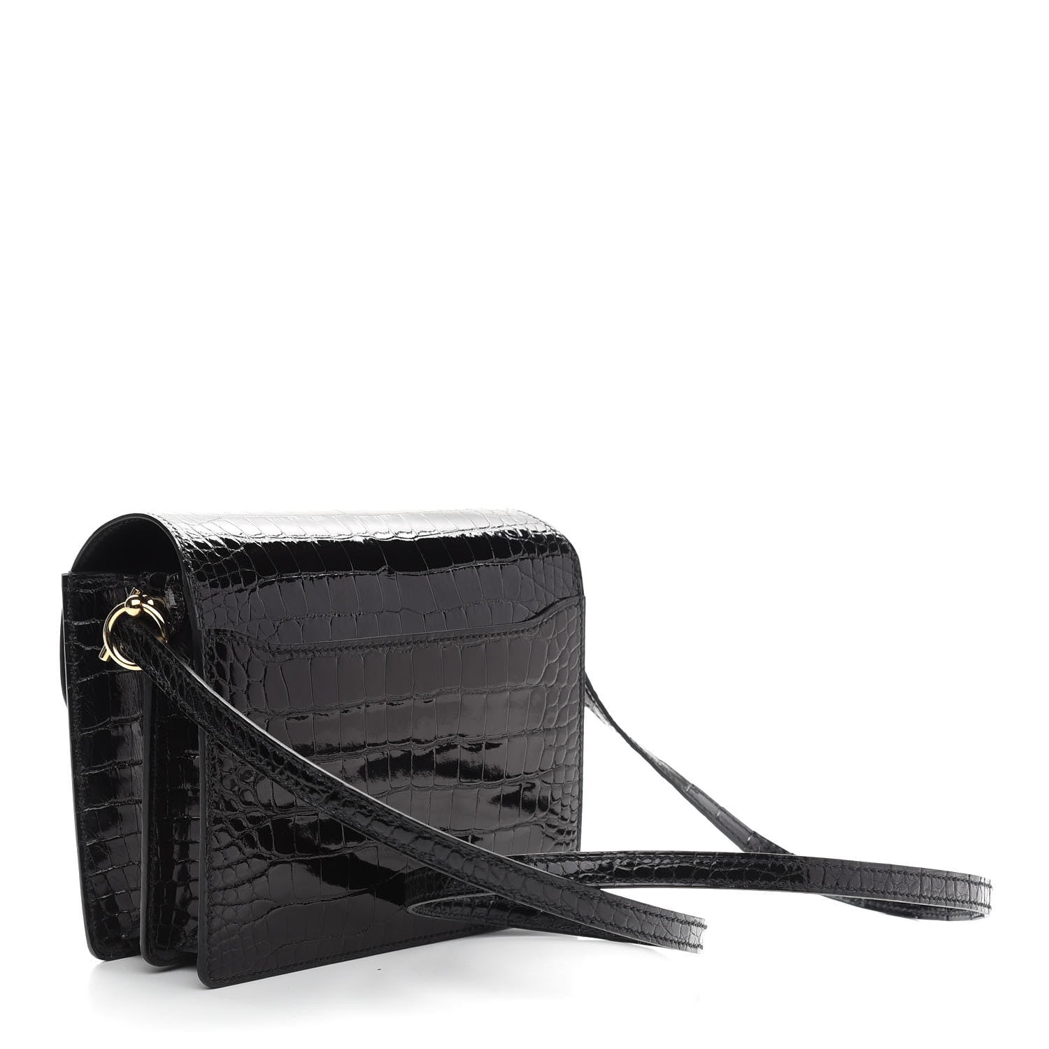 Hermes Shiny Alligator Mini Sac Roulis Black 3 of 9