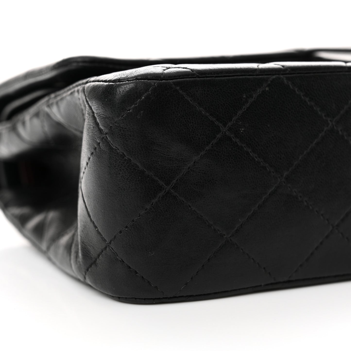 Lambskin Quilted Medium Double Flap Black