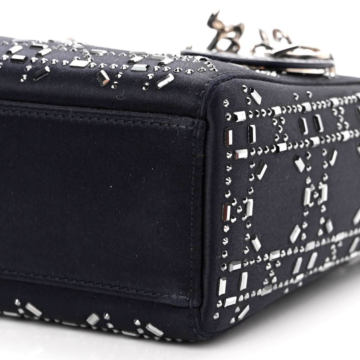 Christian Dior Satin Crystal Cannage Mini Lady Dior Navy 10 of 10
