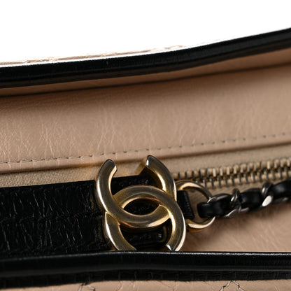 Chanel Aged Calfskin Quilted New Medium Gabrielle Hobo Beige Black 11 of 12