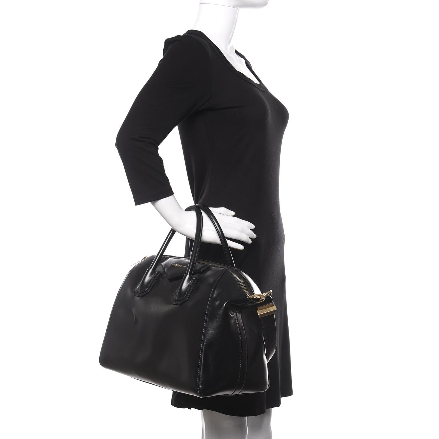Shiny Lord Calfskin Medium Antigona Black