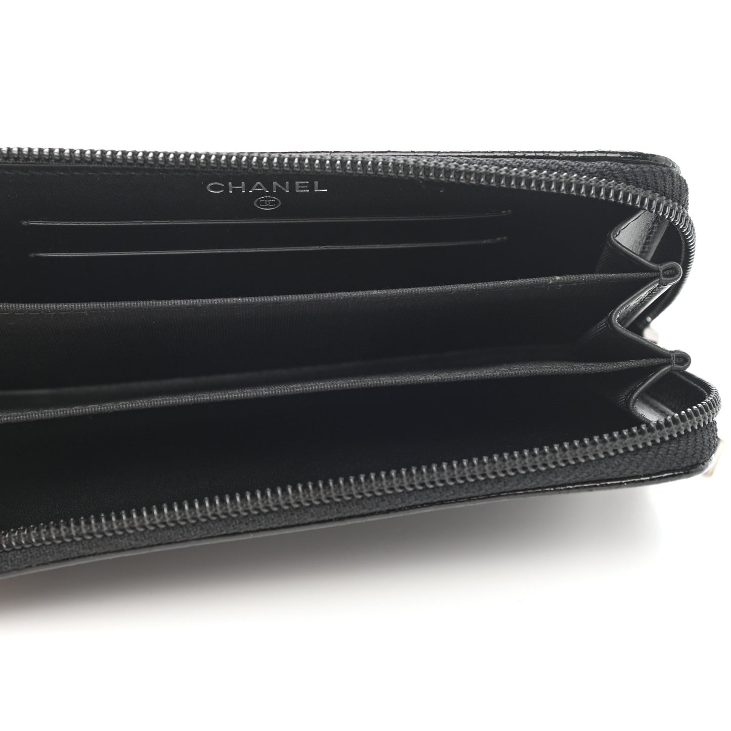 Caviar Patent Timeless Zip Around Wallet Black
