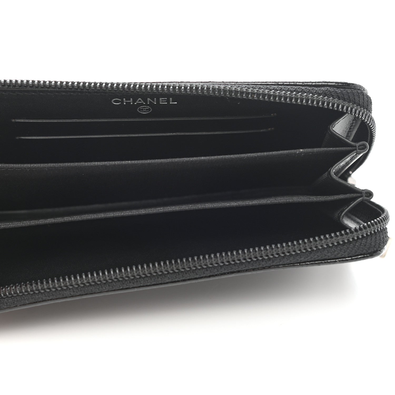 Chanel Caviar Patent Timeless Zip Around Wallet Black 5 of 8