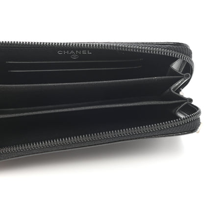 Chanel Caviar Patent Timeless Zip Around Wallet Black 5 of 8