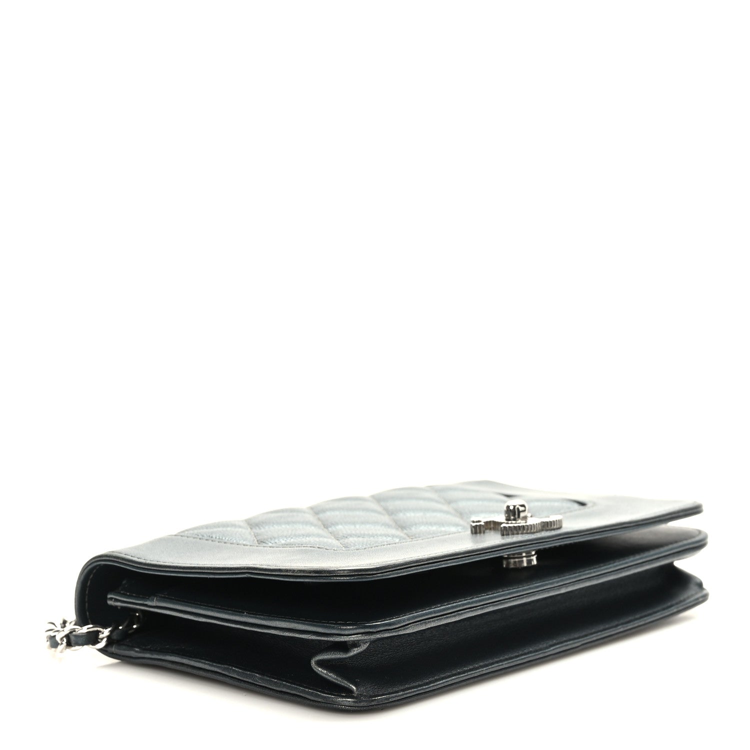 Chanel Caviar Quilted Vintage Mademoiselle Wallet On Chain WOC Dark Grey 4 of 11