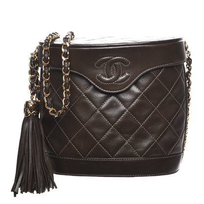 Chanel Lambskin Quilted Tassel Shoulder Bag Dark Brown 1 of 8