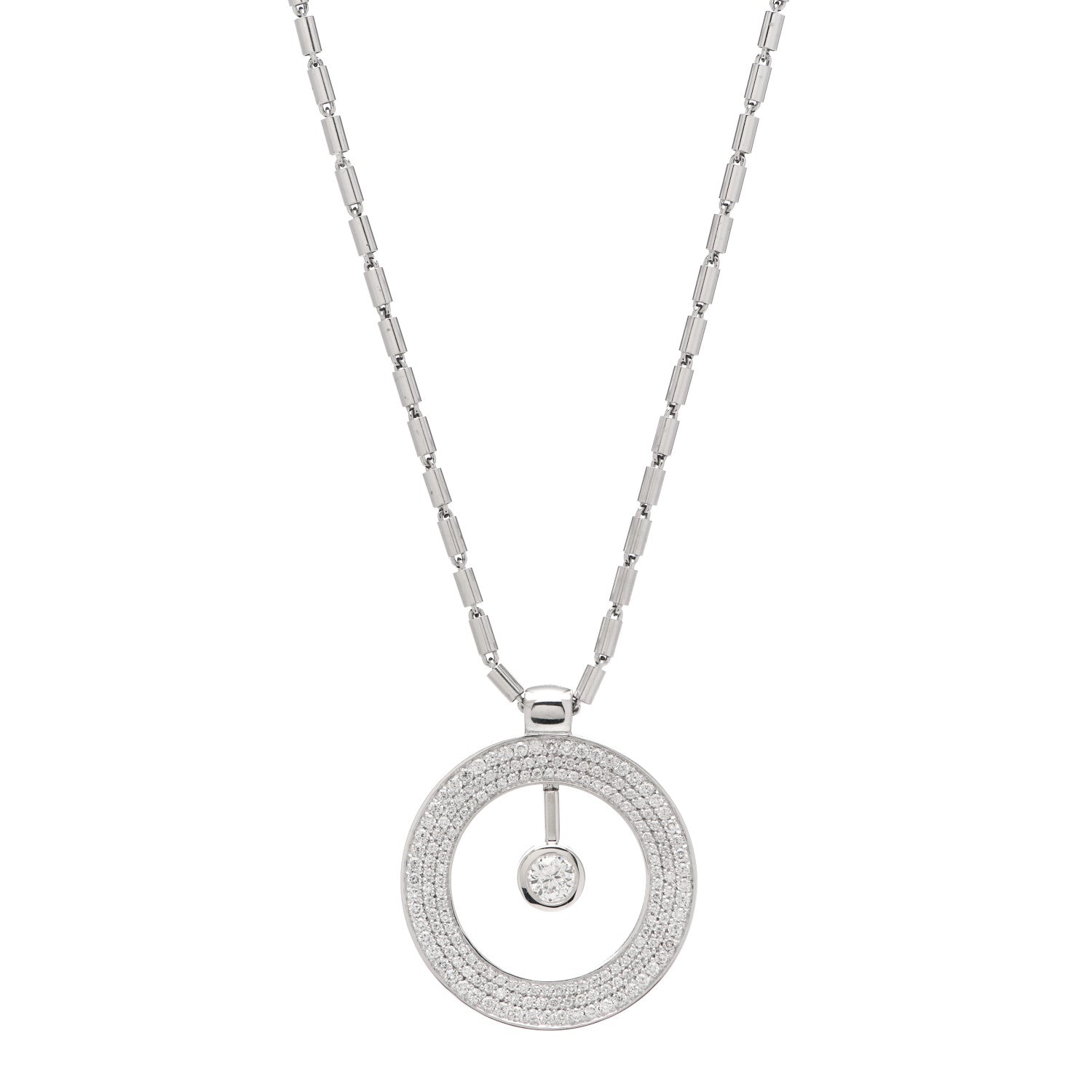 Roberto Coin 18K White Gold Diamond Large Cento O Pendant Necklace 1 of 6