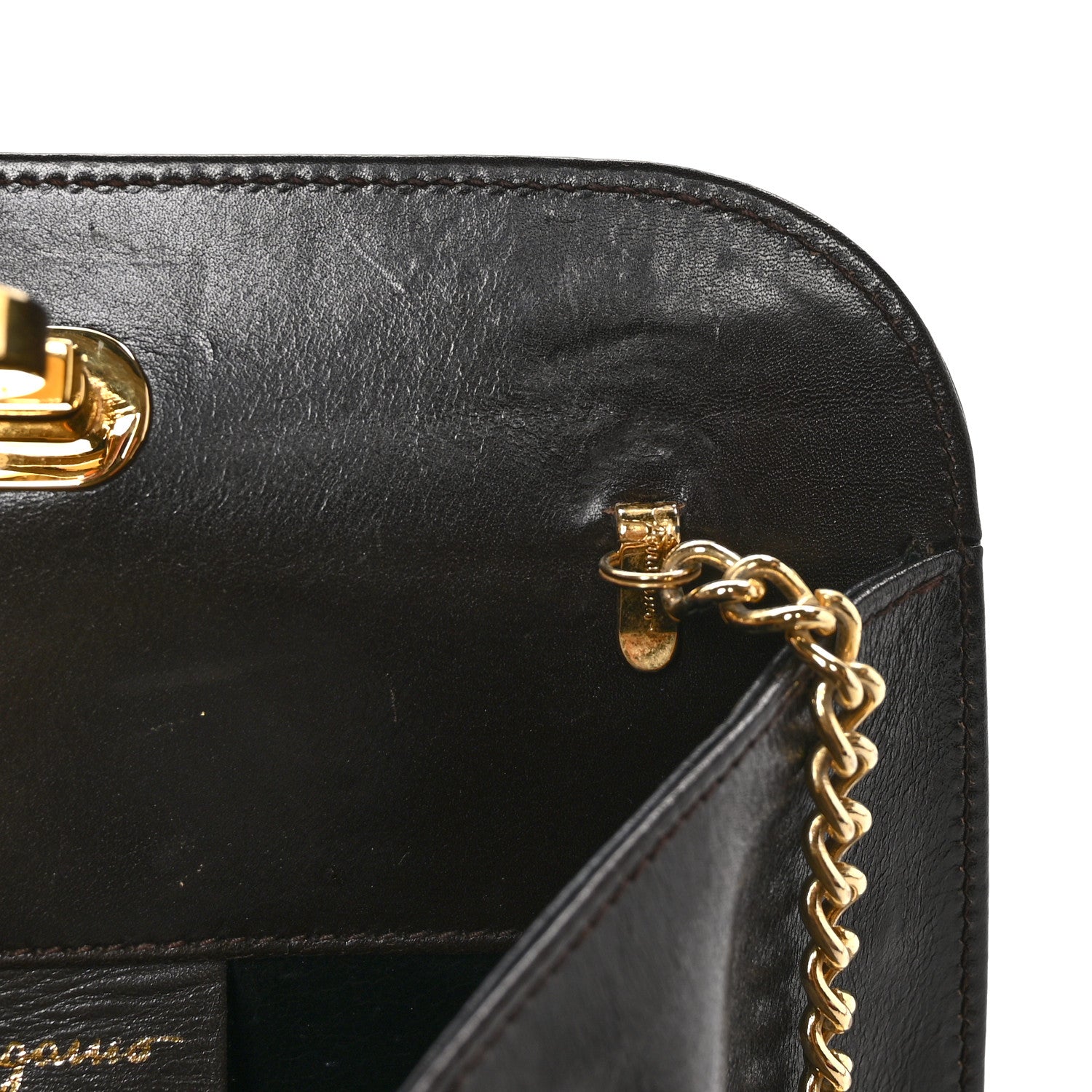 Salvatore Ferragamo Calfskin Diana Clutch Brown 10 of 12