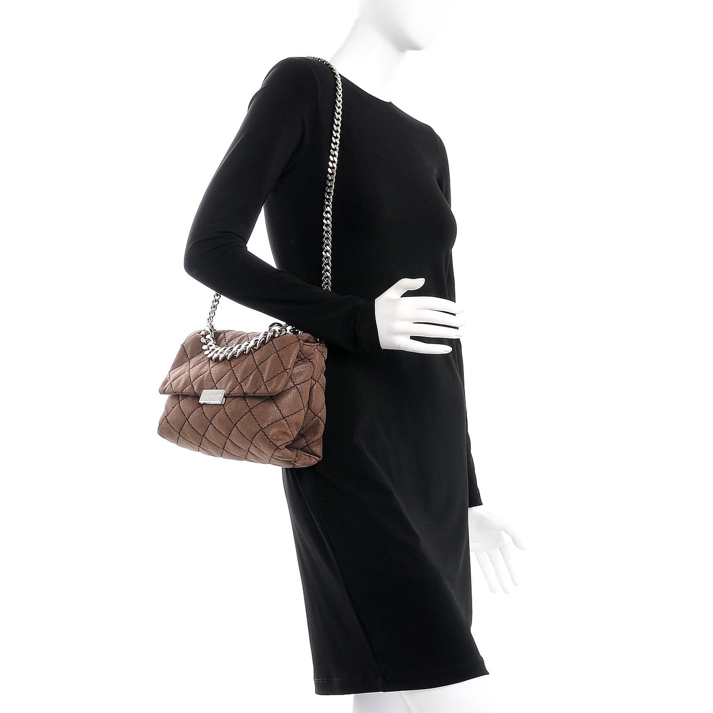 Faux Leather Quilted Small Bex Flap Shoulder Bag Dark Taupe